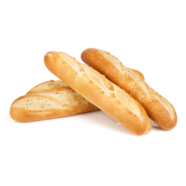 Bread loaves on a white background